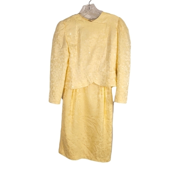 Anne Cummings Designer Vintage Off-White Sequin Dress & Jacket - Picture 1 of 4